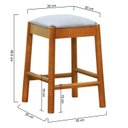 Ver imagem 2 de Banco Baixo Amber Madeira Maciça Assento Estofado Linho Impermeável