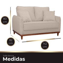 Kit Poltrona e Sofa Sena 2 Lugar Base de Madeira para Sala Hotel Linho Palha Ateliê do Conforto Kit  - 7