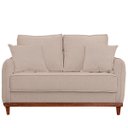 Ver imagem 3 de Kit Poltrona e Sofa Sena 2 Lugar Base de Madeira para Sala Hotel Linho Palha Ateliê do Conforto Kit