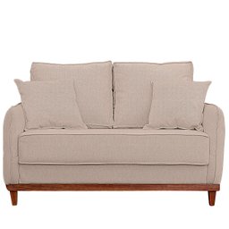 Kit Poltrona e Sofa Sena 2 Lugar Base de Madeira para Sala Hotel Linho Palha Ateliê do Conforto Kit  - 3