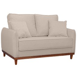 Kit Poltrona e Sofa Sena 2 Lugar Base de Madeira para Sala Hotel Linho Palha Ateliê do Conforto Kit  - 5