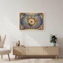 Ver imagem 2 de Quadro Carta Tarot Gatos Roda Fortuna 70x50cm Mold Preta