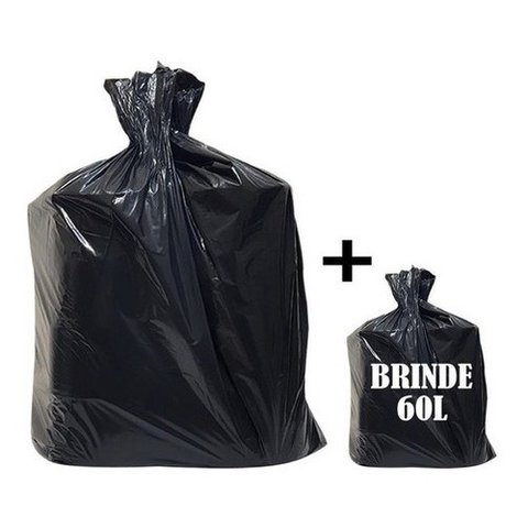 Saco de Lixo 200l Refocado Pct 100unid Menor Preco Cor:preto