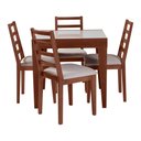 Ver imagem 1 de Conjunto de Jantar Mesa Tock 80cm com 4 Cadeiras Aline Linho Bege - Imbuia