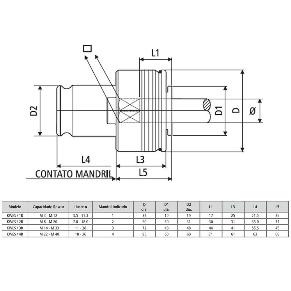 Adaptador para Mandril Kwes/2b 16,0 X 12,0 (m20 G1/2") - 3