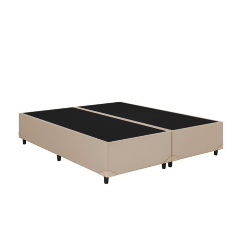 Base Box Casal Bipartido Corino Bege 138x188