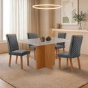 Ver imagem 7 de Mesa de Jantar Olimpia 120cm Tampo MDF e Vidro Canto Copo com 4 Cadeiras Lira