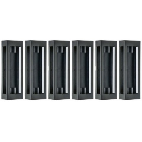 Kit 6 Arandelas Pretas Prime 13x8x40cm 2 Lâmpadas E27 Dital Luminárias Externas Internas