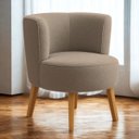 Ver imagem 1 de Poltrona para Closet Tecido Boucle Luxo Estrutura Resistente Pés em Madeira Natural Pés Retrô