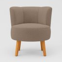 Ver imagem 5 de Poltrona para Closet Tecido Boucle Luxo Estrutura Resistente Pés em Madeira Natural Pés Retrô