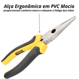 Alicate de Bico 6" Meia Cana Profissional Cabo Emborrachado | Fertak - 5