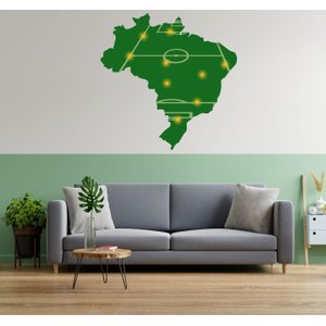 Adesivo de Parede Mapa do Brasil Campo de Futebol