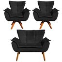 Ver imagem 3 de Kit 01 Namoradeira e 02 Poltronas Opala Suede Preto