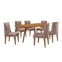 Ver imagem 1 de Mesa de Jantar Copper 180cm Tampo com 6 Cadeiras Moderna Linho Capuccino//