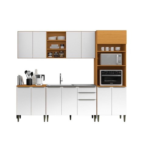 Cozinha Modulada 5 Peças Luana 260cm - Cinamomo/branco Aramóveis