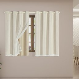 Cortina Blackout com Voil 2,80m X 1,80m Pvc Blecaute com Voal Corta Luz Sala Quarto Janela Bege - 1