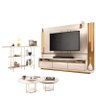 Estante Home Theater Montane Off White Cinamomo e Aparador Infinity e Kit Mesa de Centro Sky Off Whi - 1