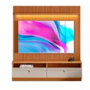 Ver imagem 1 de Painel Rack com Led Ripado para Tv até 75 Polegadas 2 Nichos - Nature/off White