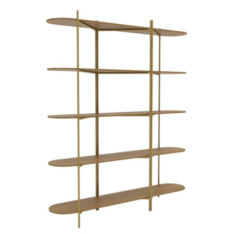 Estante de Livros 180cmx210cm 5 Prateleiras em Carvalho Dourado Gaia