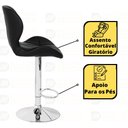 Ver imagem 4 de Kit 10 Banquetas Slim Estofada Giratória com Regulagem de Altura - Preto