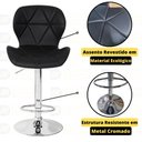 Ver imagem 2 de Kit 10 Banquetas Slim Estofada Giratória com Regulagem de Altura - Preto