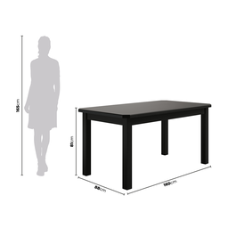 Conjunto Mesa de Madeira Maciça Preto 160x88+ 6 Cadeiras Sfa - 5