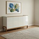 Ver imagem 1 de Aparador Buffet 4 Portas Pés em Madeira Maciça Off White