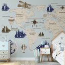 Ver imagem 3 de Papel de parede infantil mapa mundi barcos caravelas M² PP26