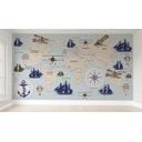 Ver imagem 1 de Papel de parede infantil mapa mundi barcos caravelas M² PP26