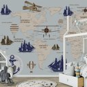 Ver imagem 4 de Papel de parede infantil mapa mundi barcos caravelas M² PP26