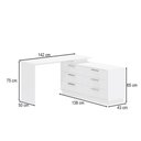 Ver imagem 2 de Cômoda com Mesa Escrivaninha Rocher 6 Gavetas Branco - Pnr Móveis