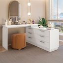 Ver imagem 3 de Cômoda com Mesa Escrivaninha Rocher 6 Gavetas Branco - Pnr Móveis