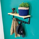 Ver imagem 2 de Prateleira com Cabideiro Style 9 Ganchos Natural e Preto