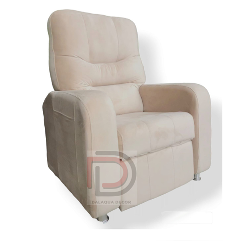 Poltrona Do Papai Reclinável veludo bege confort veludo Dalaqua-Decor