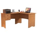 Ver imagem 1 de ESCRIVANINHA MESA DE COMPUTADOR EM L DE CANTO PARISE 2 GAVETAS TAMPO 18MM COR NATURE RÚSTICO