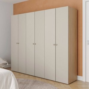 Guarda-Roupa 3 Módulos 6 Portas 9 Prateleiras Frame CabeCasa MadeiraOriginals