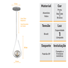Lustre Pendente On Drop - Prata com Globo de Vidro Fumê - 4126-15-fu - 4