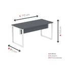 Ver imagem 4 de Mesa Madeira M150/70P25TUB 150cm Industrial Grafito e Branco Cinza