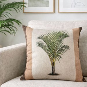 Capa de Almofada Linho Palmeira Verde Moldura Marrom 45x45cm - Palmeira 3