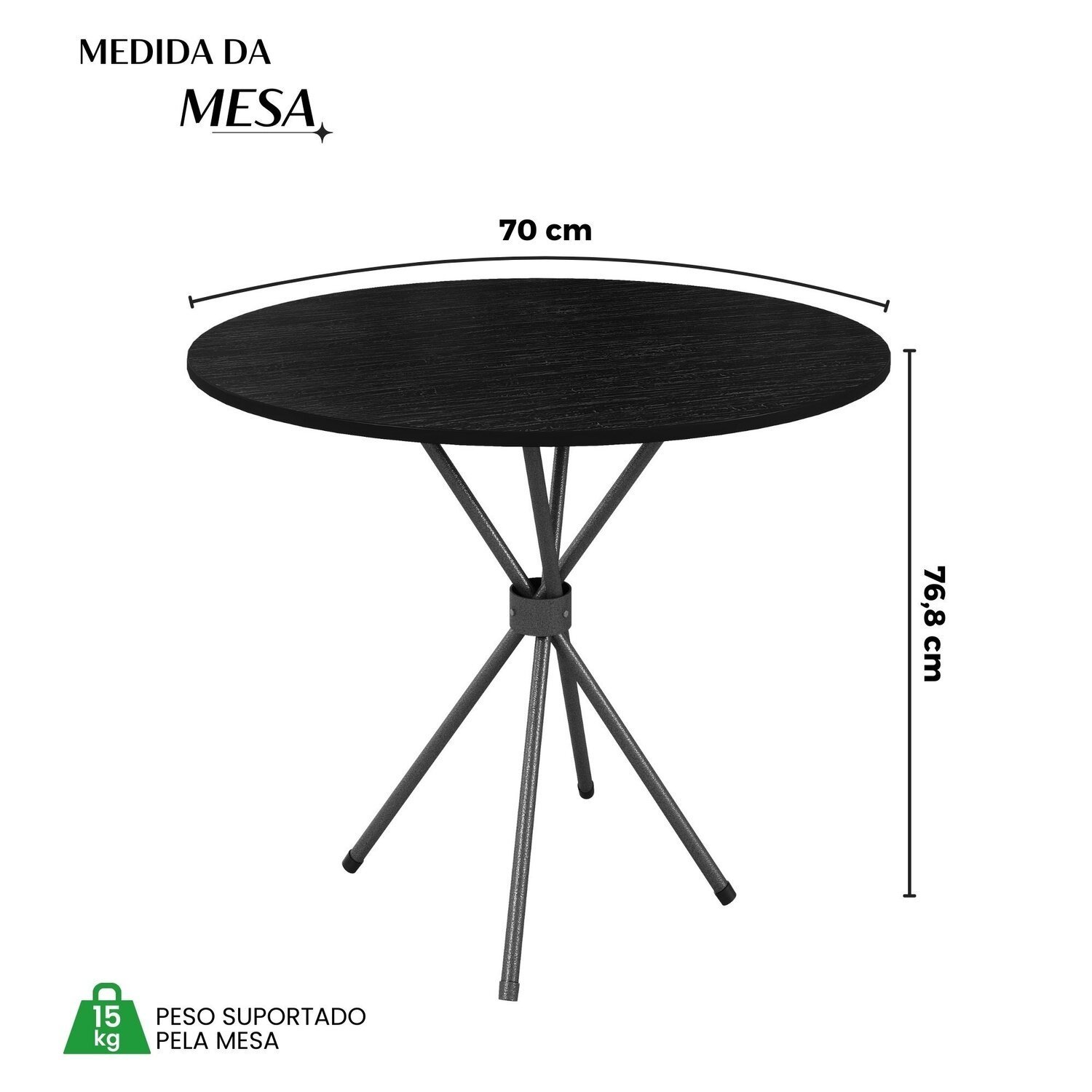 Conjunto Sala de Jantar 4 Cadeiras Mesa 70cm Tampo Ardósia Kelly - 3