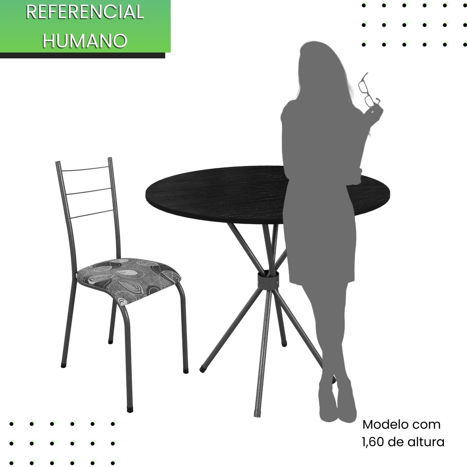 Conjunto Sala de Jantar 4 Cadeiras Mesa 70cm Tampo Ardósia Kelly - 5