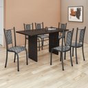 Ver imagem 1 de Conjunto Sala de Jantar 6 Lugares Mesa Tampo Ardósia Indiano 140x75cm Isabela