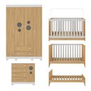 Ver mais imagens de Quarto de Bebê Completo com Berço Americano 3 em 1 Bombom Multimóveis Mp4614 Branco/madeirado