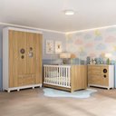 Ver imagem 1 de Quarto de Bebê Completo com Berço Americano 3 em 1 Bombom Multimóveis Mp4614 Branco/madeirado