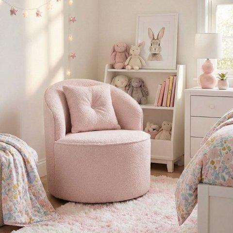 Poltrona Orgânica Decorativa Confortável Amore Bouclê Rosê - Montanari'S Decor