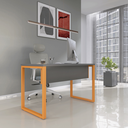 Ver imagem 1 de Mesa Madeira M150/70P25TUB 150cm Industrial Grafito e Laranja Picasso Cinza