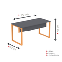 Ver imagem 4 de Mesa Madeira M150/70P25TUB 150cm Industrial Grafito e Laranja Picasso Cinza