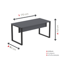 Ver imagem 4 de Mesa Madeira M150/70P25TUB 150cm Industrial Grafito e Preto Cinza