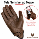 Ver imagem 2 de Luva de Couro Dedo Inteiro para Motociclista Marrom Touch Screen