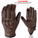 Ver imagem 4 de Luva de Couro Dedo Inteiro para Motociclista Marrom Touch Screen